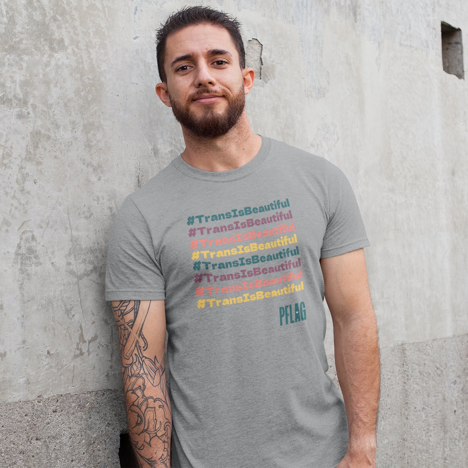 #TransIsBeautiful - PFLAG Colorway - Wide-Cut Crewneck Short Sleeve T-Shirt