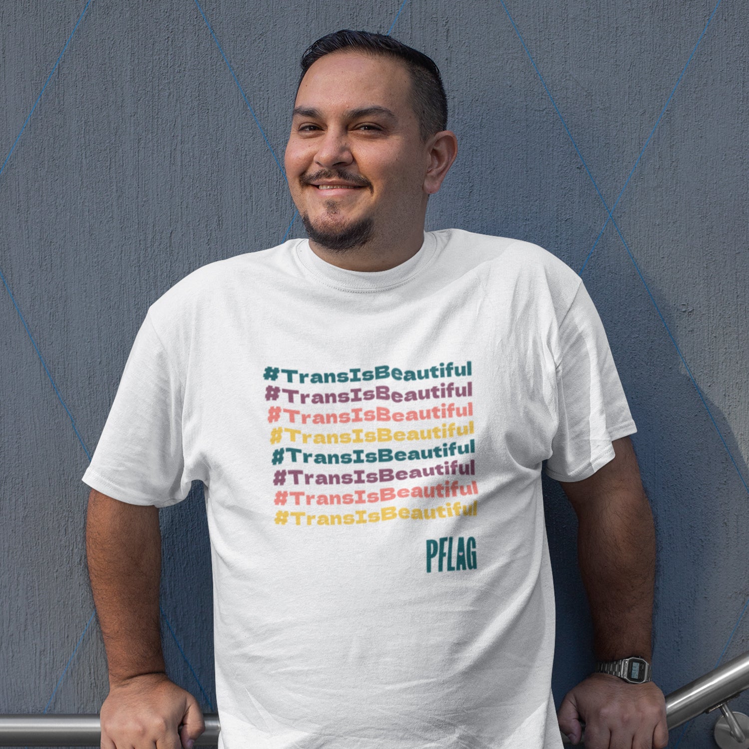 #TransIsBeautiful - PFLAG Colorway - Wide-Cut Crewneck Short Sleeve T-Shirt