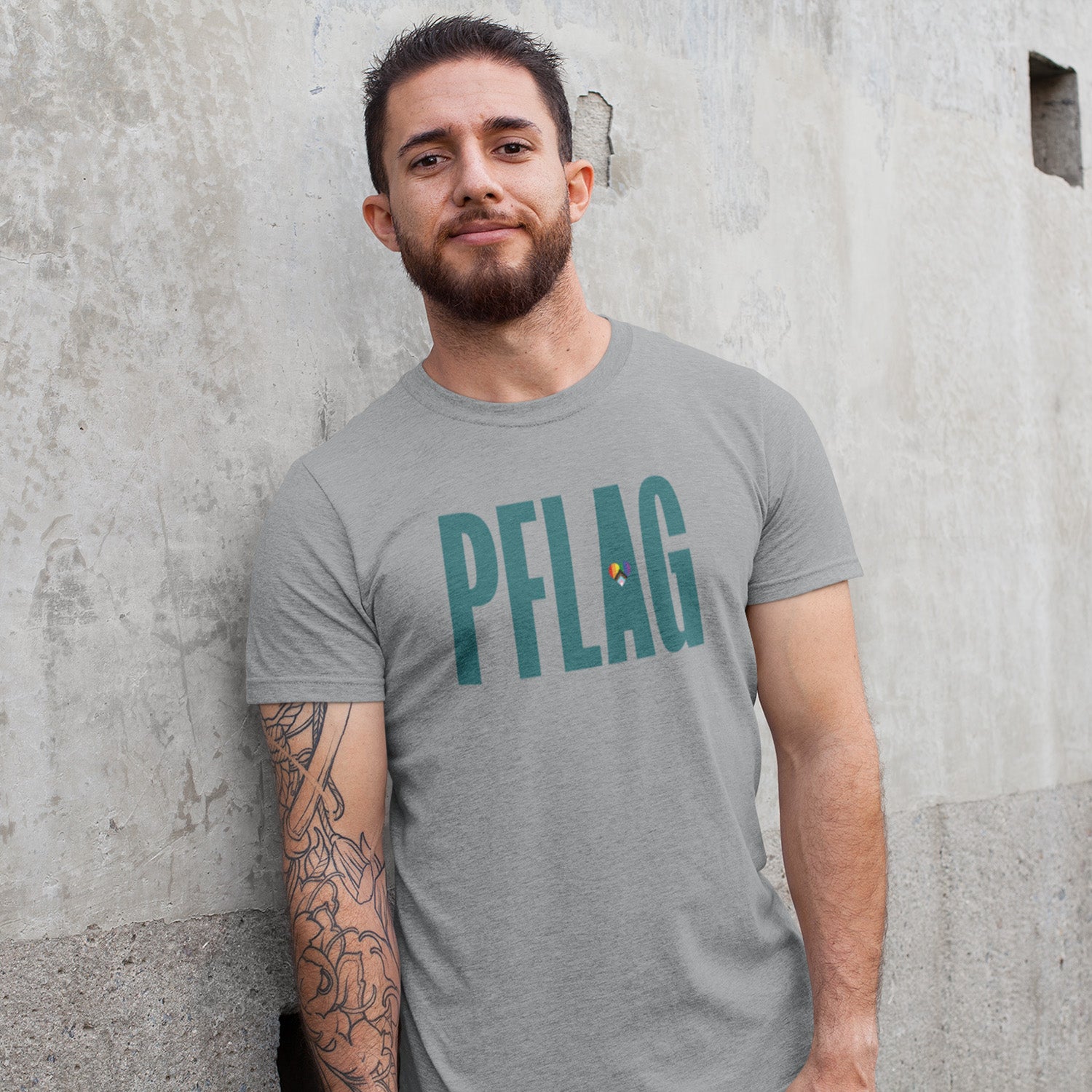 PFLAG Logo - Progress Heart - Wide-Cut Crewneck Short Sleeve T-Shirt