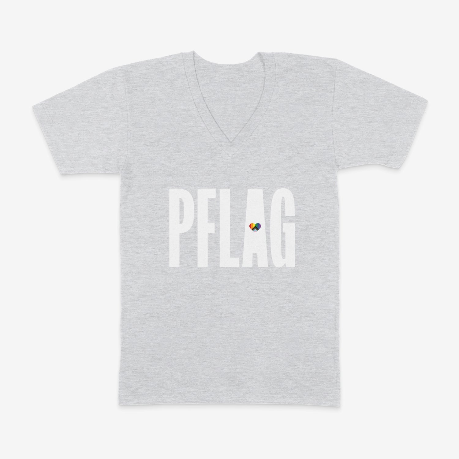 PFLAG Logo - Progress Heart - Wide-Cut V-Neck Short Sleeve T-Shirt