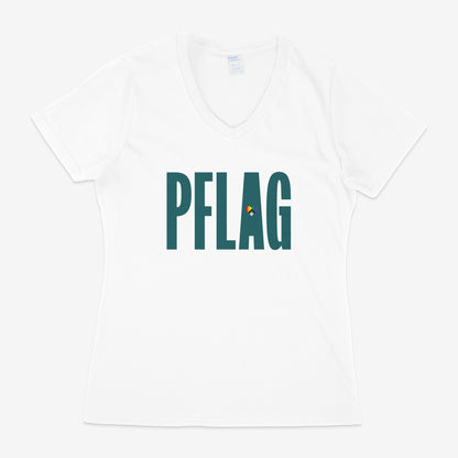 PFLAG Logo - Progress Heart - Fitted-Cut V-Neck Short Sleeve T-Shirt