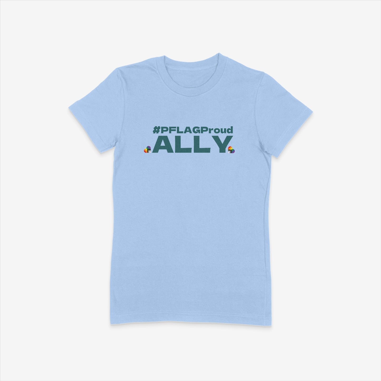 #PFLAGProud Ally - Fitted-Cut Crewneck Short Sleeve T-Shirt
