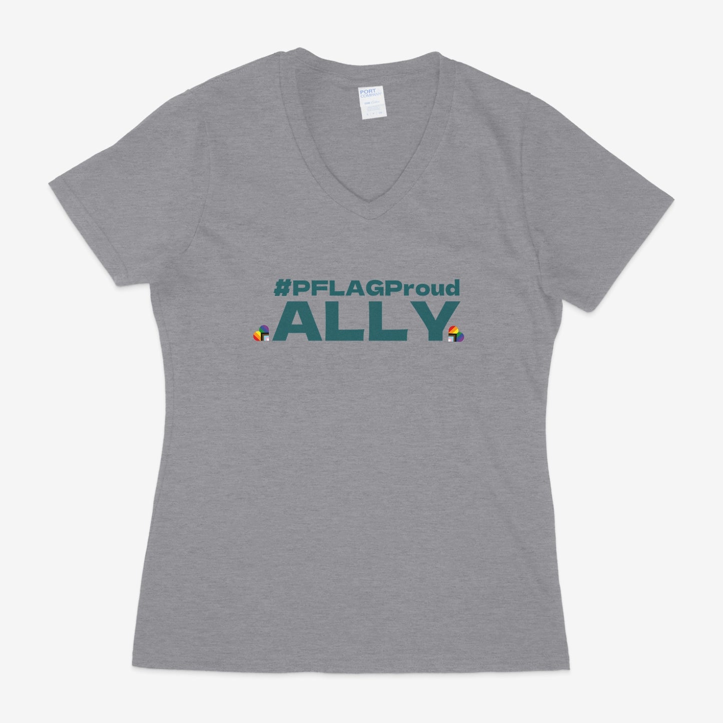 #PFLAGProud Ally - Fitted-Cut V-Neck Short Sleeve T-Shirt