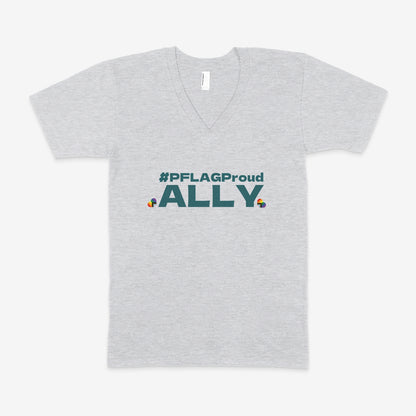 #PFLAGProud Ally - Wide-Cut V-Neck Short Sleeve T-Shirt