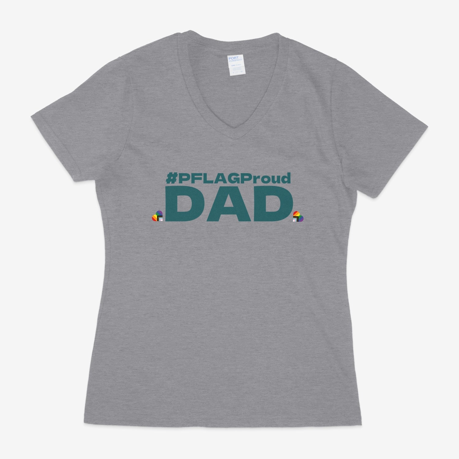 #PFLAGProud Dad - Fitted-Cut V-Neck Short Sleeve T-Shirt