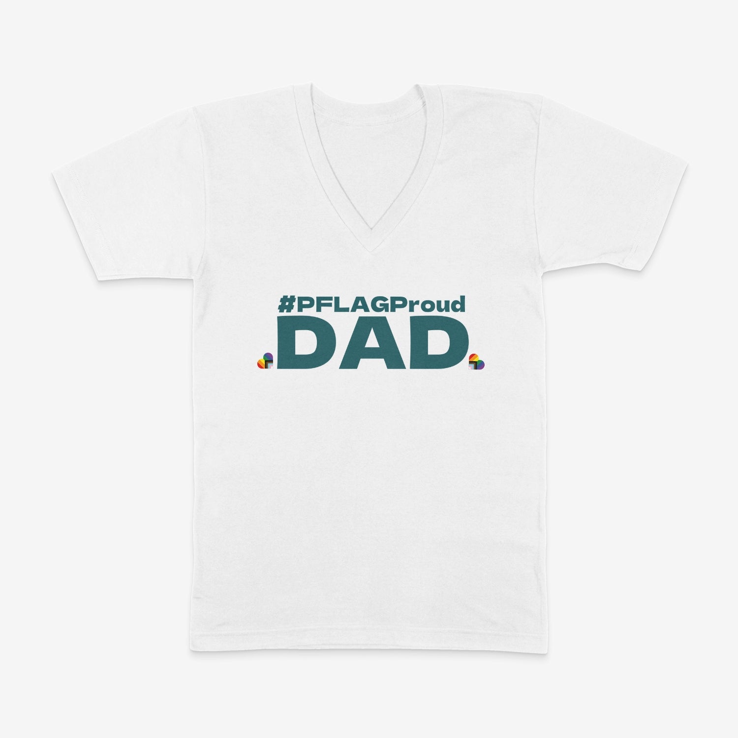 #PFLAGProud Dad - Wide-Cut V-Neck Short Sleeve T-Shirt