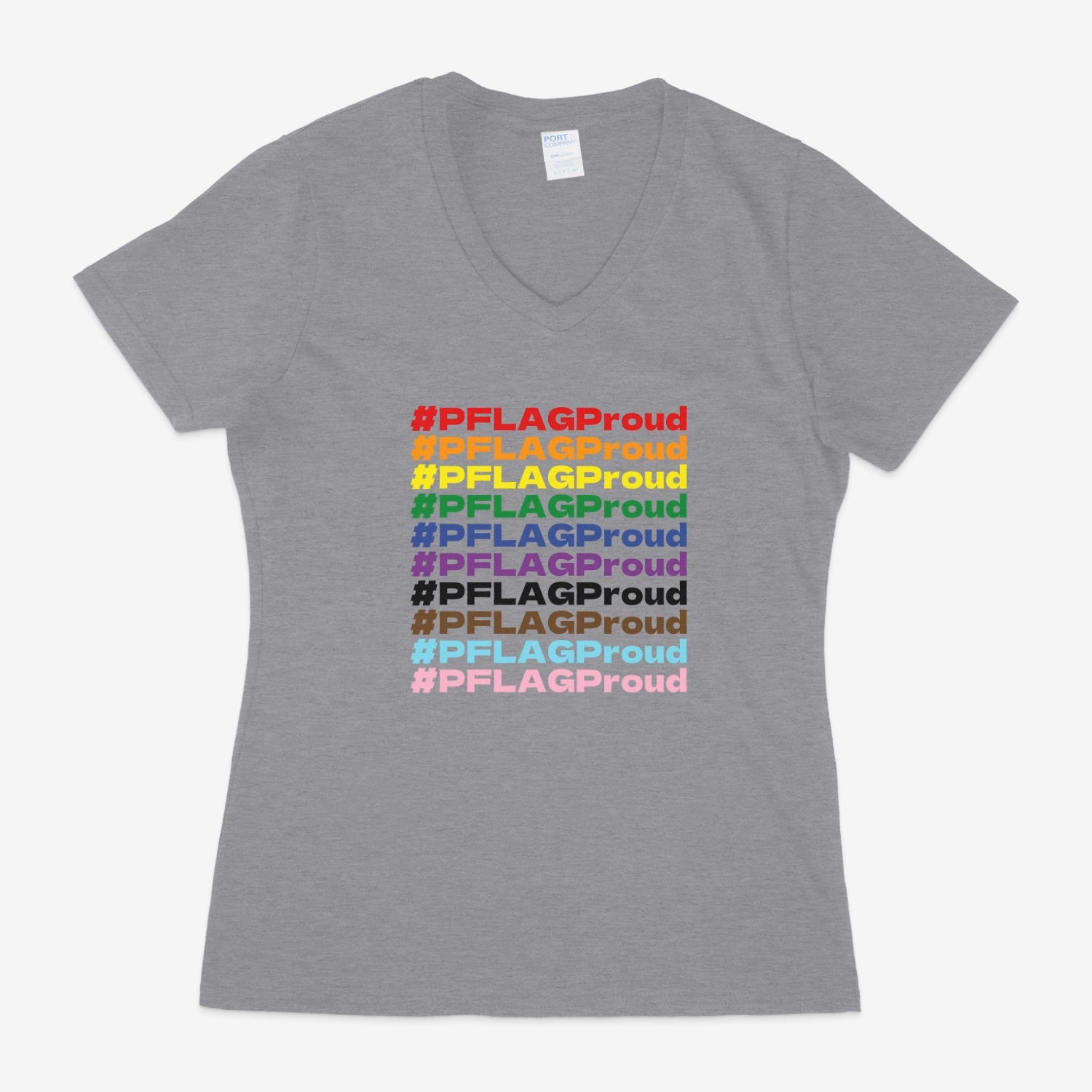 #PFLAGProud Progress - Fitted-Cut V-Neck Short Sleeve T-Shirt