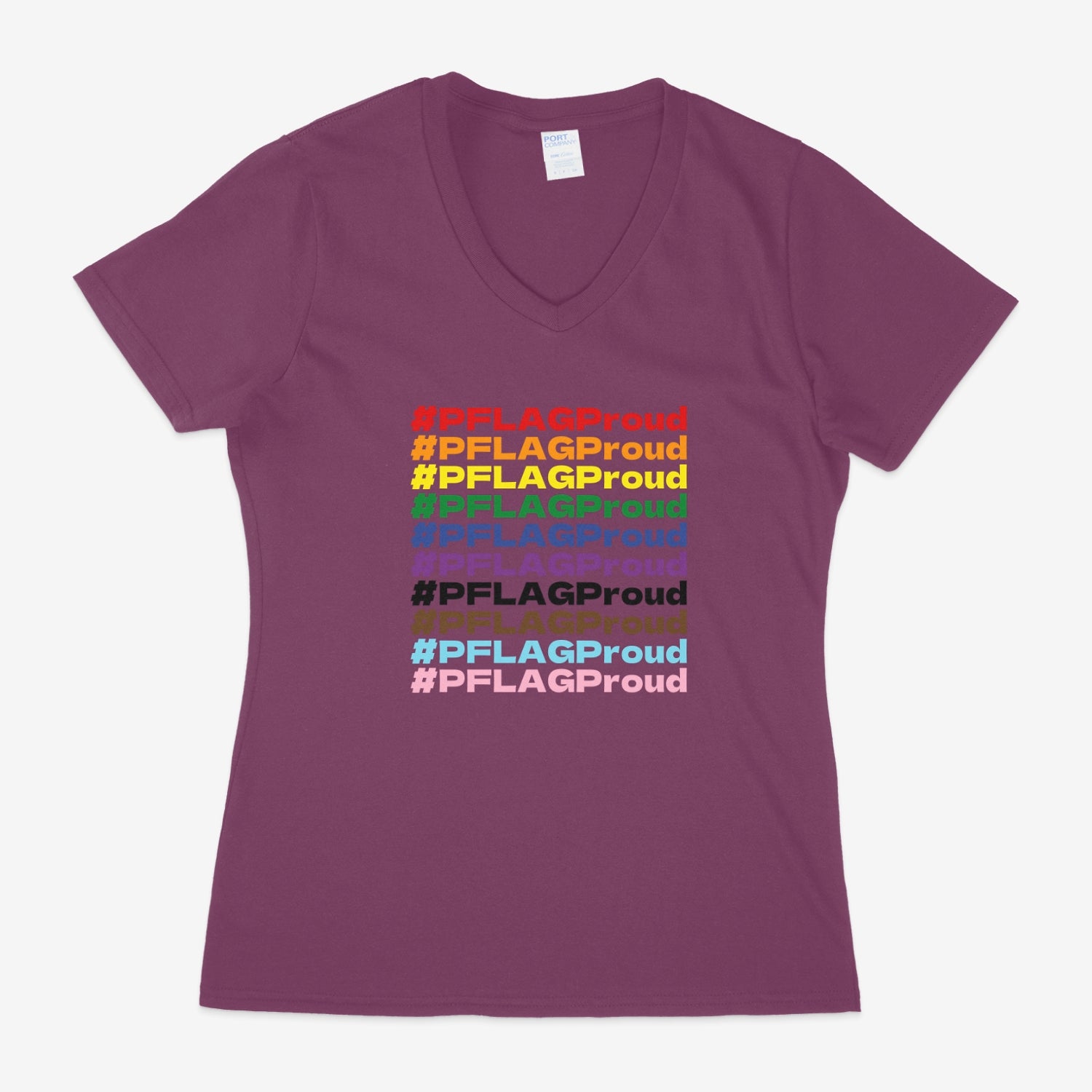 #PFLAGProud Progress - Fitted-Cut V-Neck Short Sleeve T-Shirt