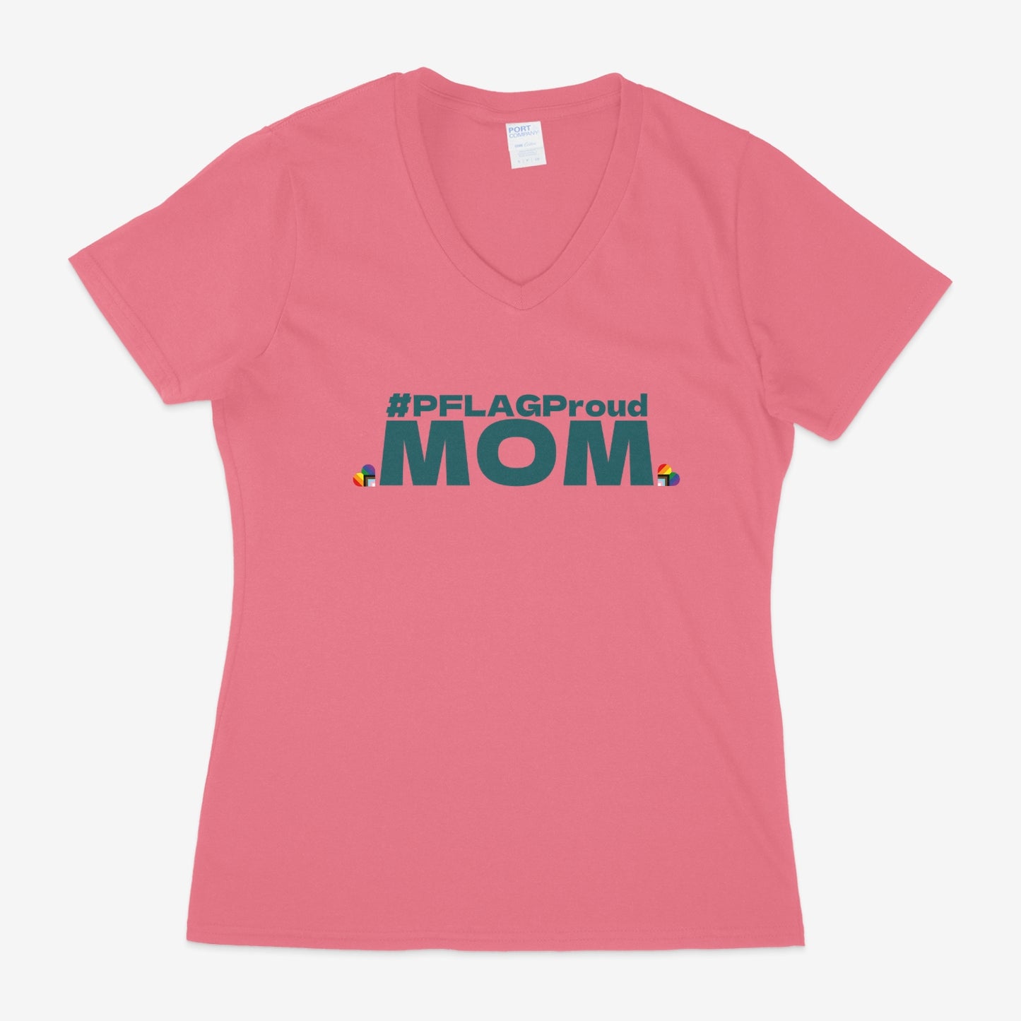 #PFLAGProud Mom - Fitted-Cut V-Neck Short Sleeve T-Shirt