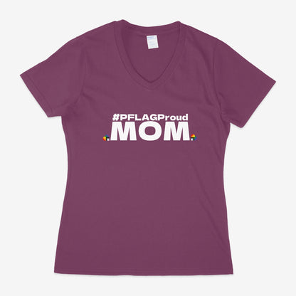 #PFLAGProud Mom - Fitted-Cut V-Neck Short Sleeve T-Shirt