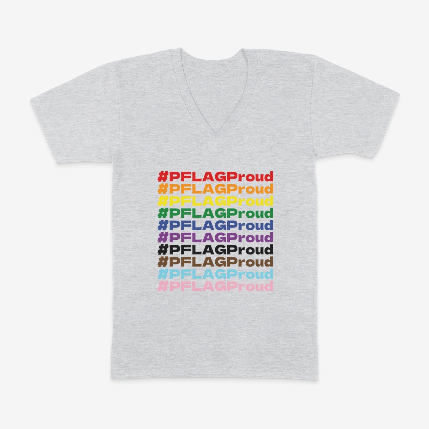 #PFLAGProud Progress - Wide-Cut V-Neck Short Sleeve T-Shirt