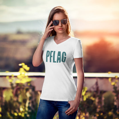 PFLAG Logo - Fitted-Cut V-Neck Short Sleeve T-Shirt