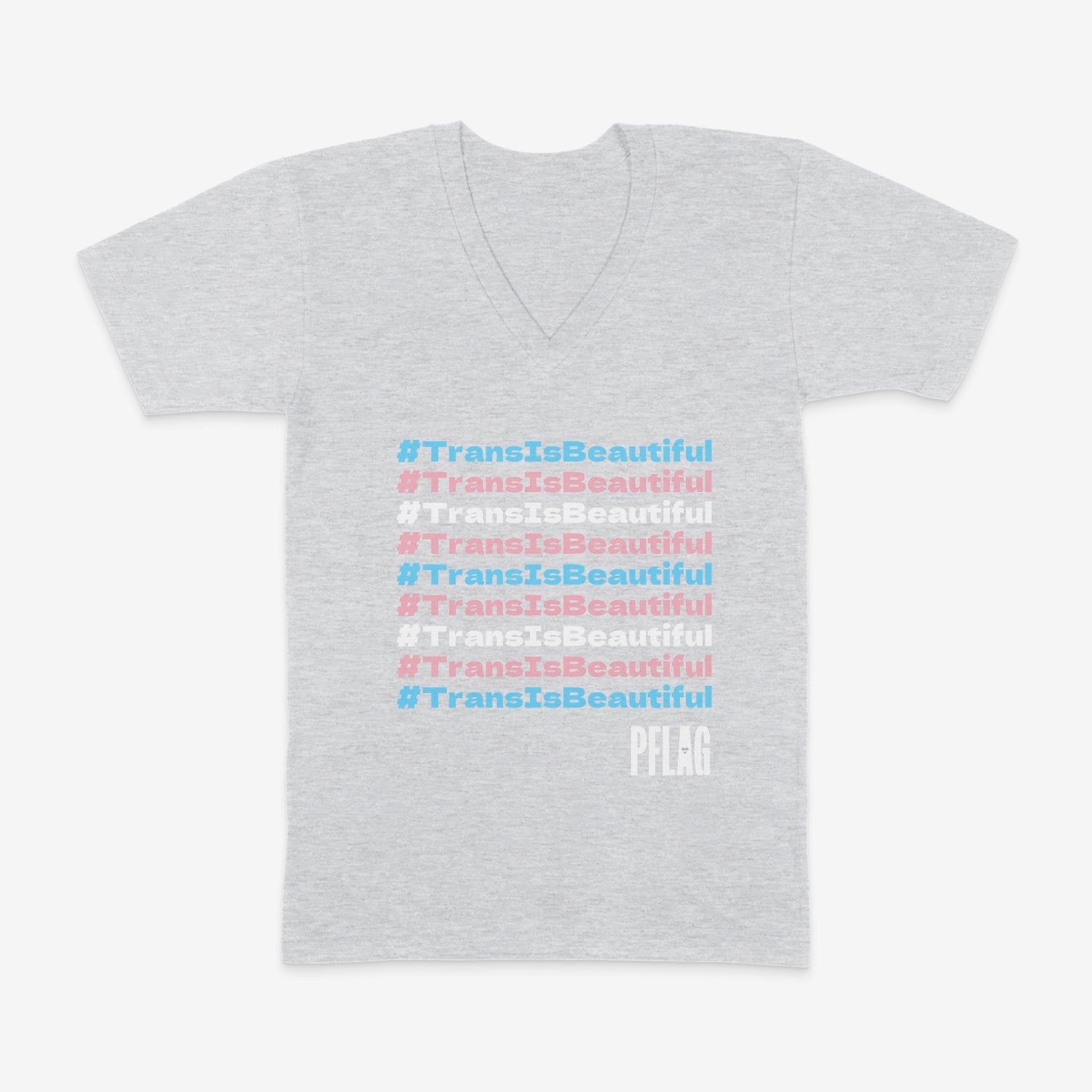 #TransIsBeautiful - TransPride Colors - Wide-Cut V-Neck Short Sleeve T-Shirt