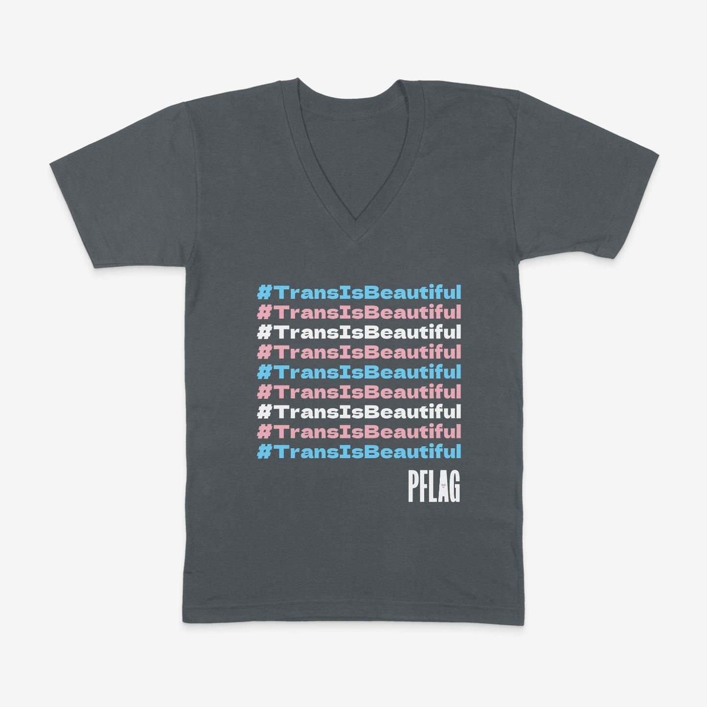 #TransIsBeautiful - TransPride Colors - Wide-Cut V-Neck Short Sleeve T-Shirt
