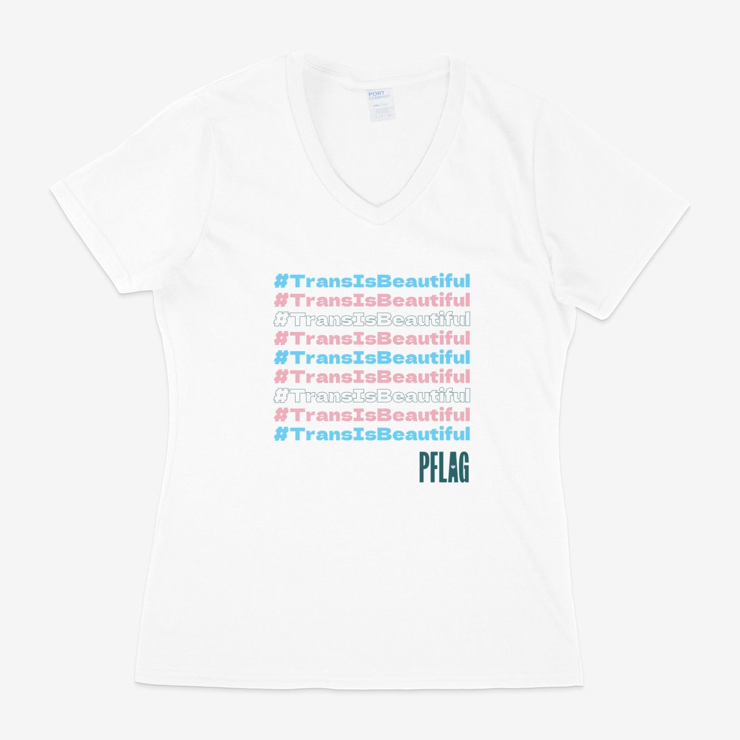 #TransIsBeautiful - TransPride Colors - Fitted-Cut V-Neck Short Sleeve T-Shirt