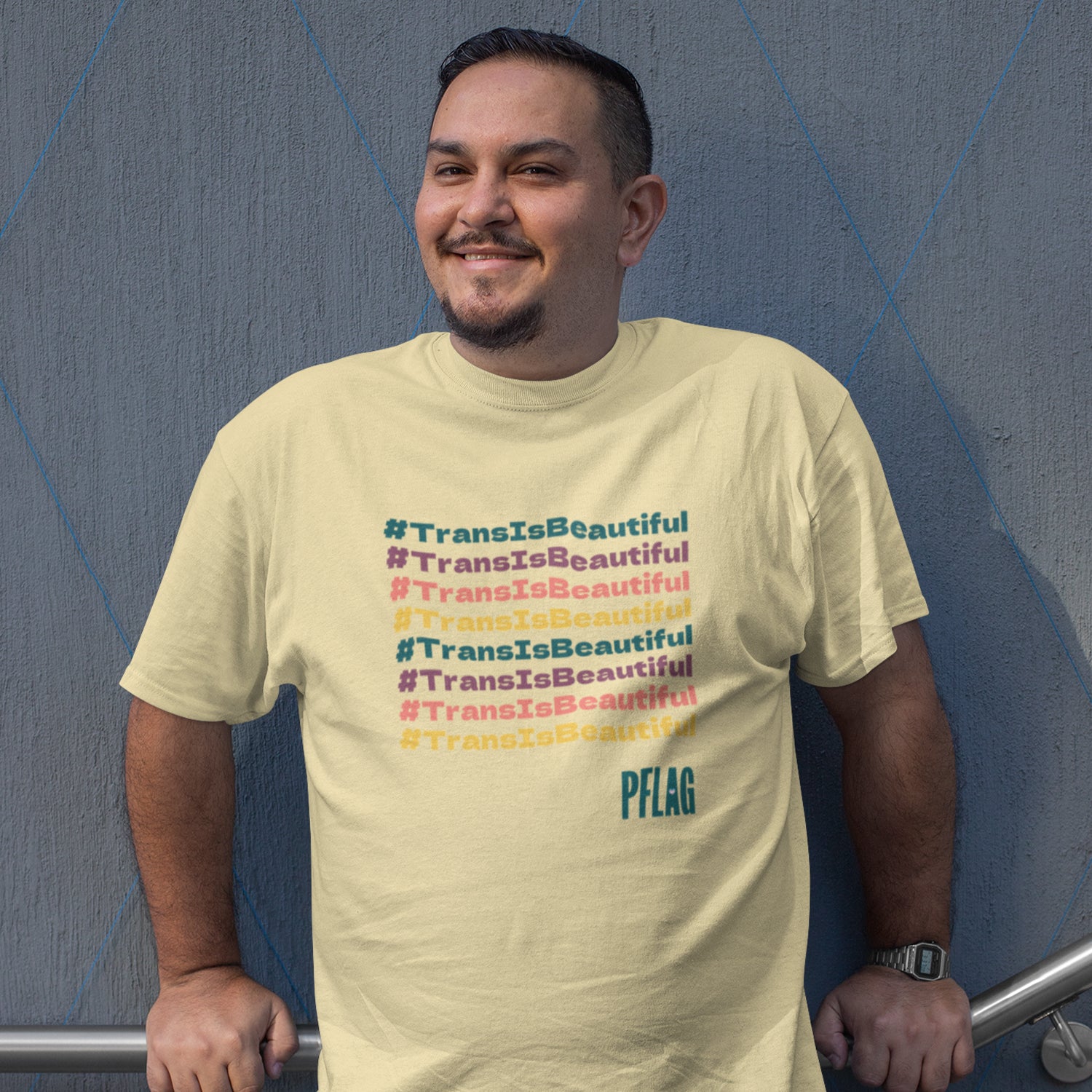 #TransIsBeautiful - PFLAG Colorway - Wide-Cut Crewneck Short Sleeve T-Shirt