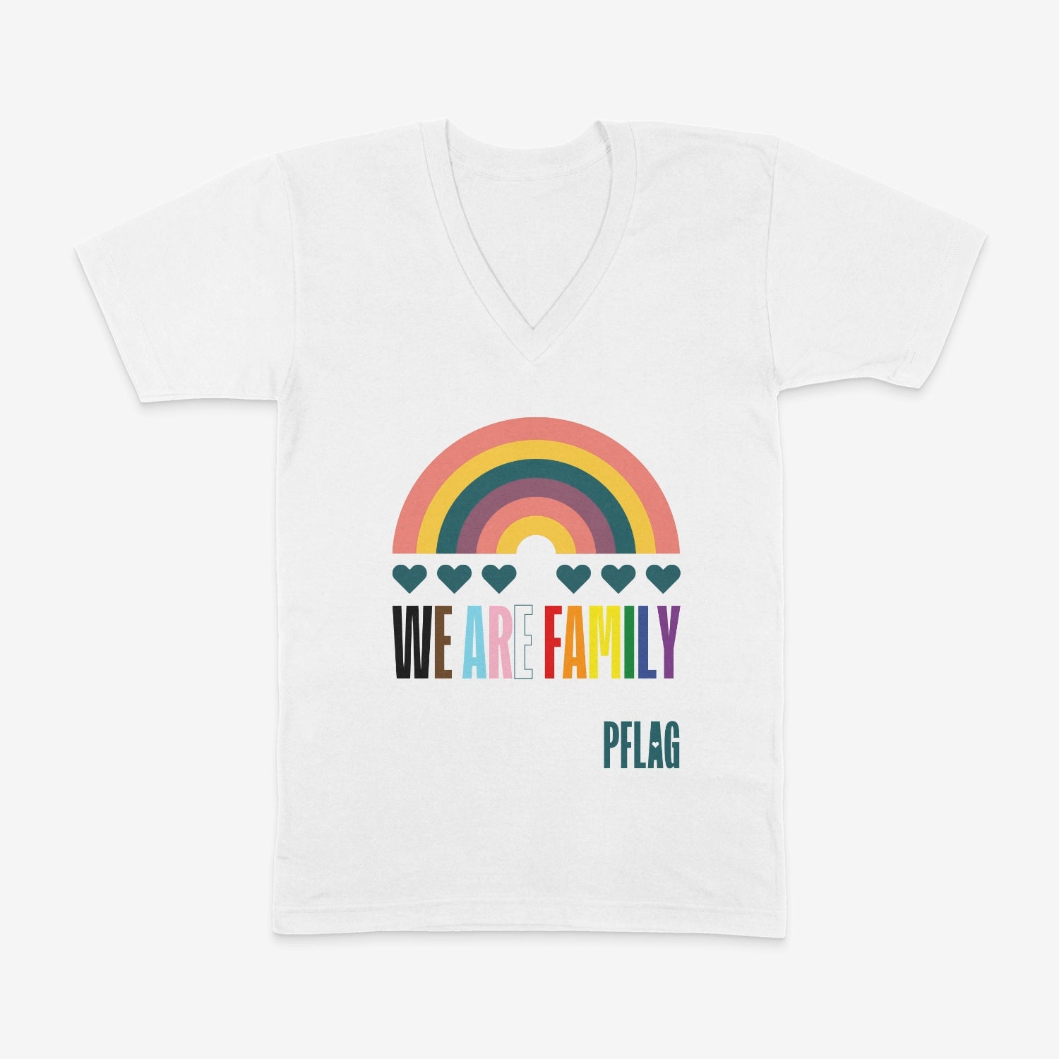 We Are Family - Wide-Cut V-Neck Short Sleeve T-Shirt